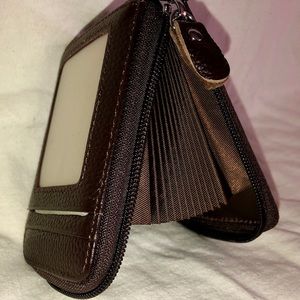 Genuine leather mini credit card case organizer